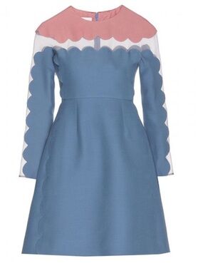Valentino Runway 2013 Scallop Edge Wool Silk Dress US 6 IT 42